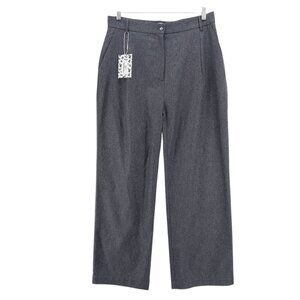 NWT LES SUBLIMES Gray Pleated VIC Flannel Pants Palazzo Wide Leg Size 44